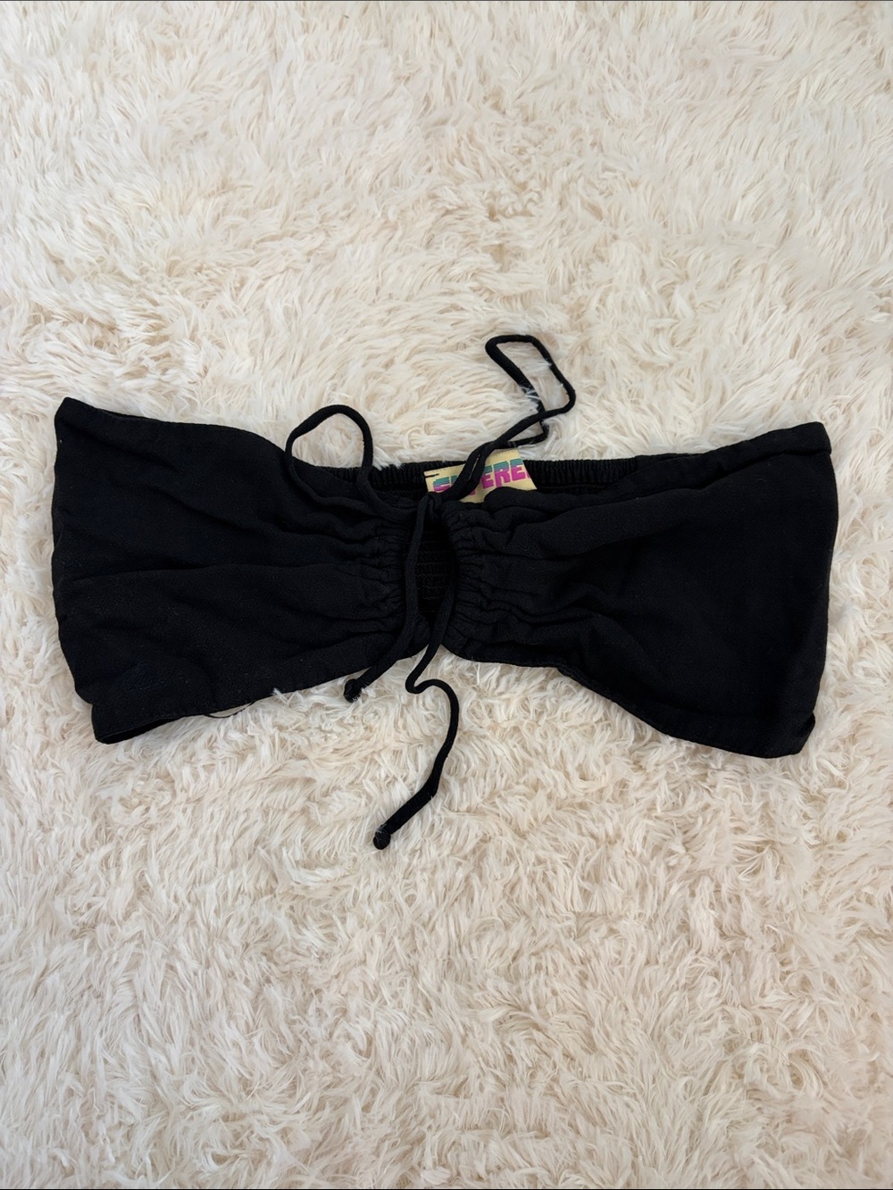 Black Drawstring Bandeau Top - Women’s